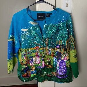 Michael Simon Sequin Cardigan Sweater Sunday Afternoon in the Park